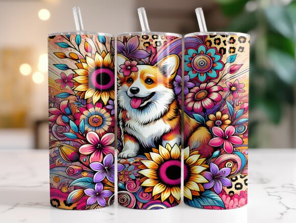 Corgi 20oz Sublimation Tumbler Wrap PNG Review