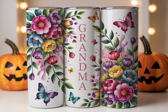 Grandma Floral Butterfly Tumbler Wrap Design Review