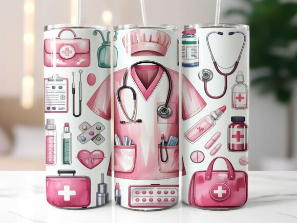 Pink Nurse 20oz Tumbler Wrap PNG Review