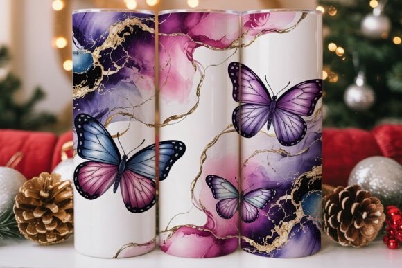 Purple Gold Butterfly Tumbler Wrap PNG Review