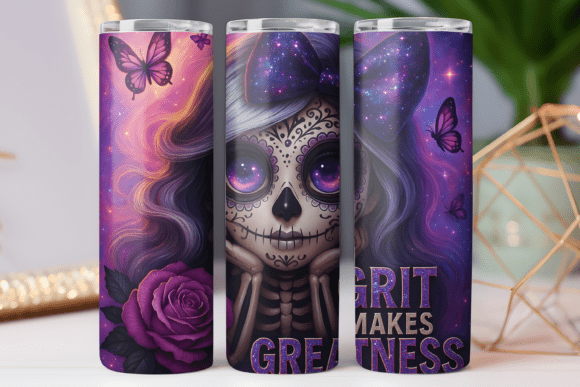 Women Floral Skeleton Tumbler Wrap Art Review